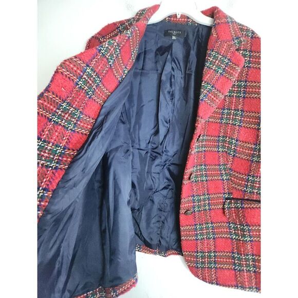 Talbots Women Red Tweed Red Blue Wool Blend "Shetland" 3 Button Blazer size 22W - Picture 8 of 11